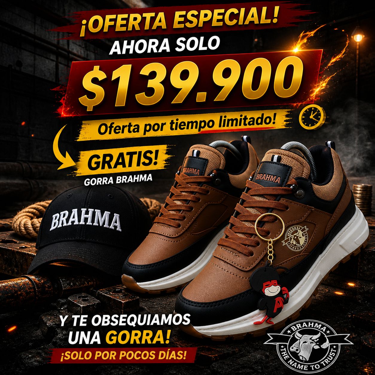 🔥 PROMO - Zapatos Brahma + Gorra Gratis 🎁